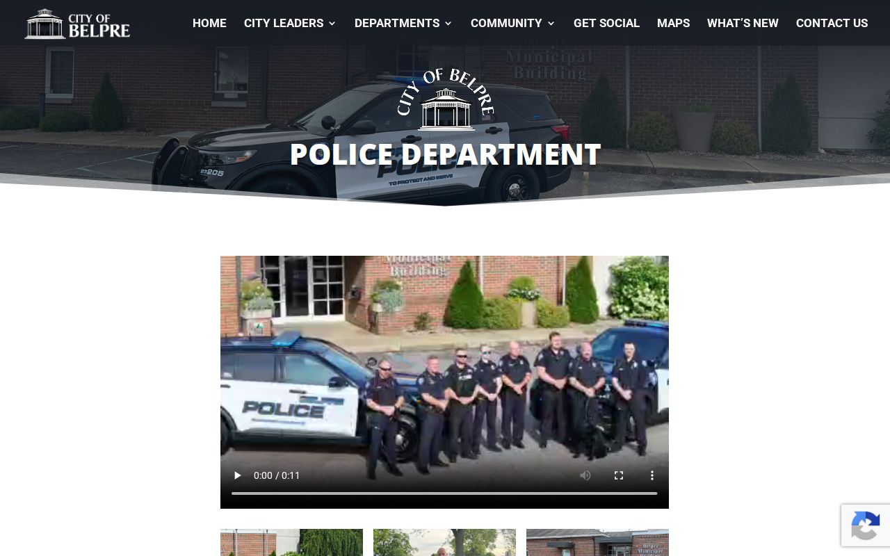 Screenshot of the City of Belpre Police Department contact page