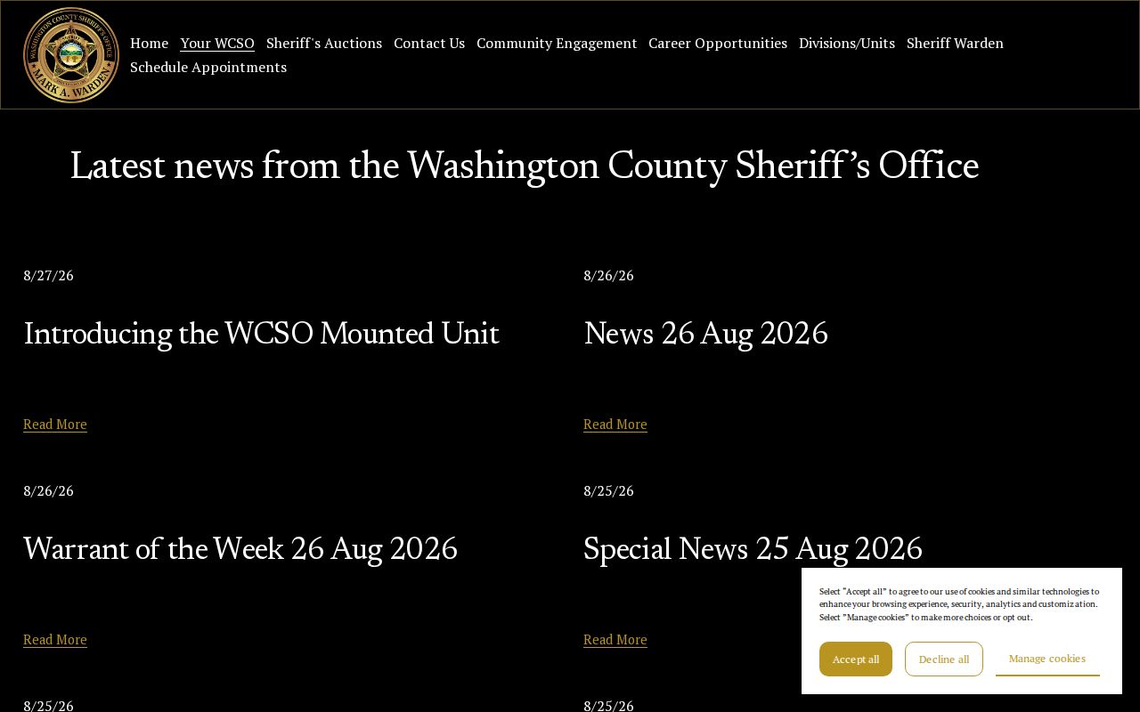 Washington County Sheriff WCSO News archive for booking roundup records